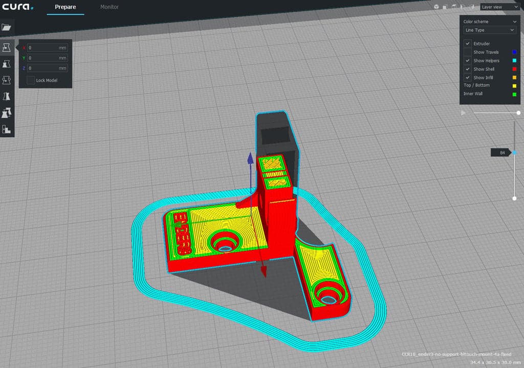 BlTouch крепление для Ender 3 (ремикс) — no supports needed