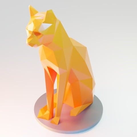 Сидящий кот низкополигональный
