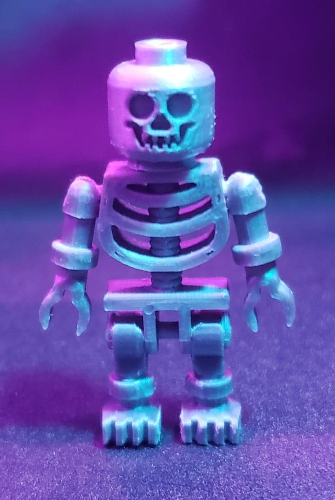 Минифигурка скелета Lego, 1:1, с напечатанным черепом-лицом