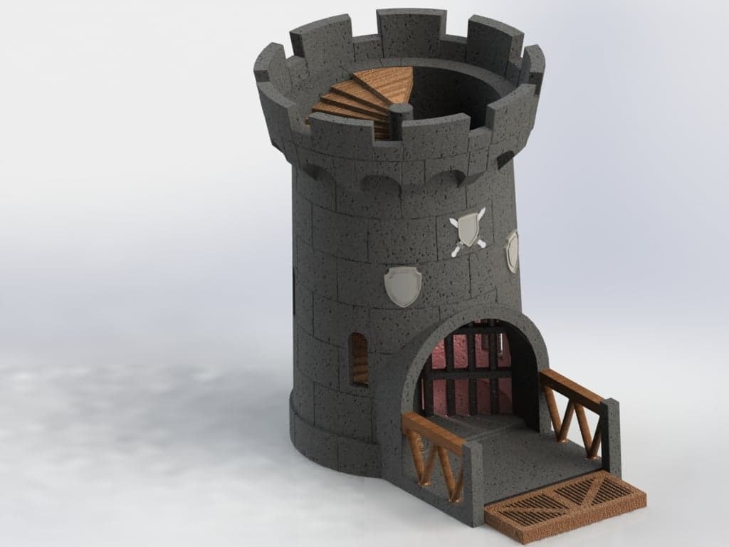 Замок-башня для игры в кости с подвижными воротами